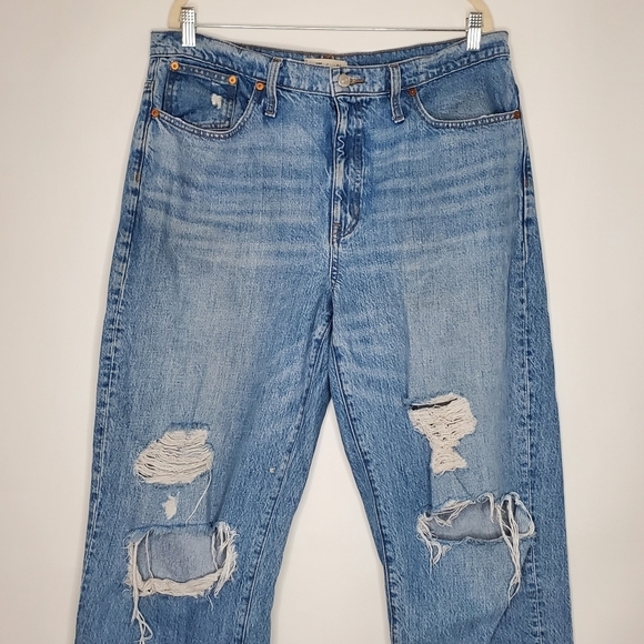 Madewell Dad Jean Jeans Size 30 Distressed Cotton Denim Slouchy Grunge Fall - Picture 2 of 16